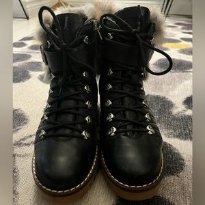 Rudsak leather winter boots with rabbit fur trim